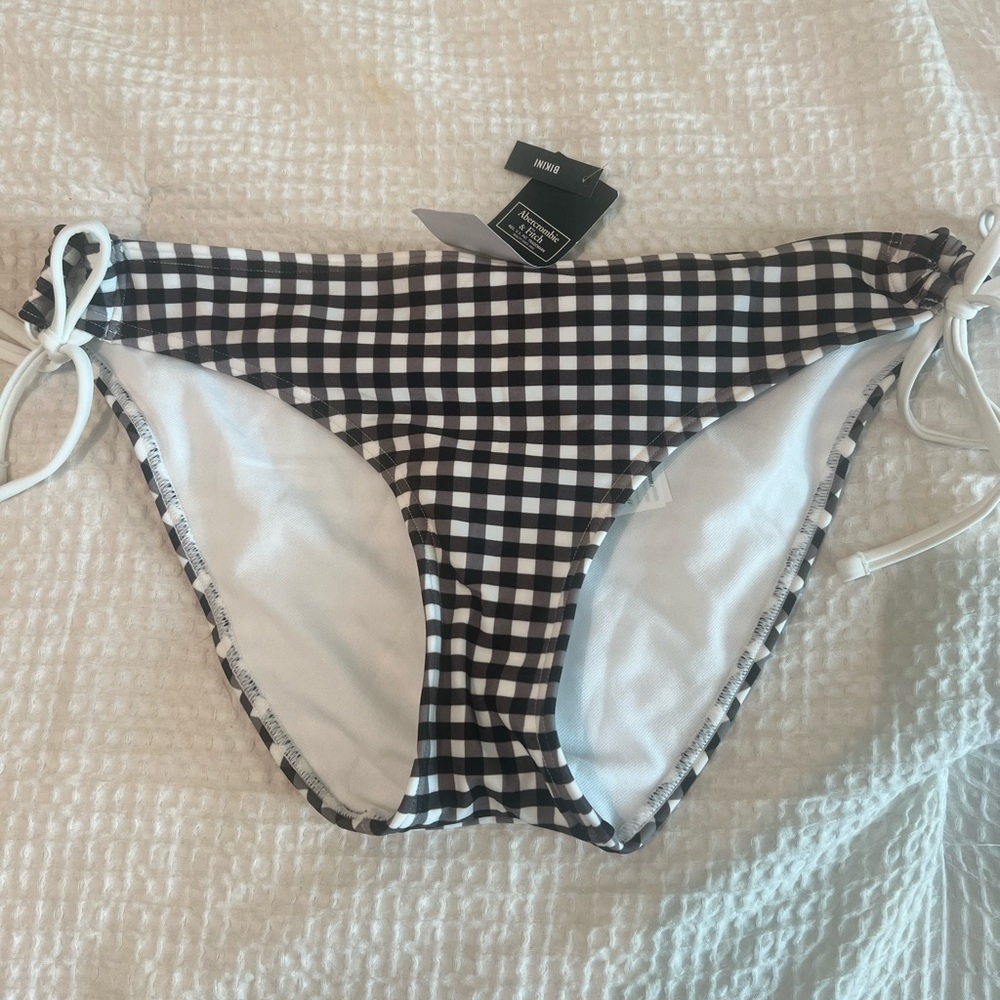 Abercrombie Black and White Gingham Bikini Bottom NWT